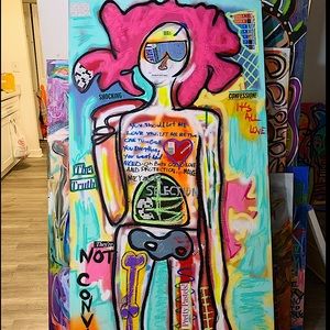 Oil paint,oil sticks ,pastels and oil markers.